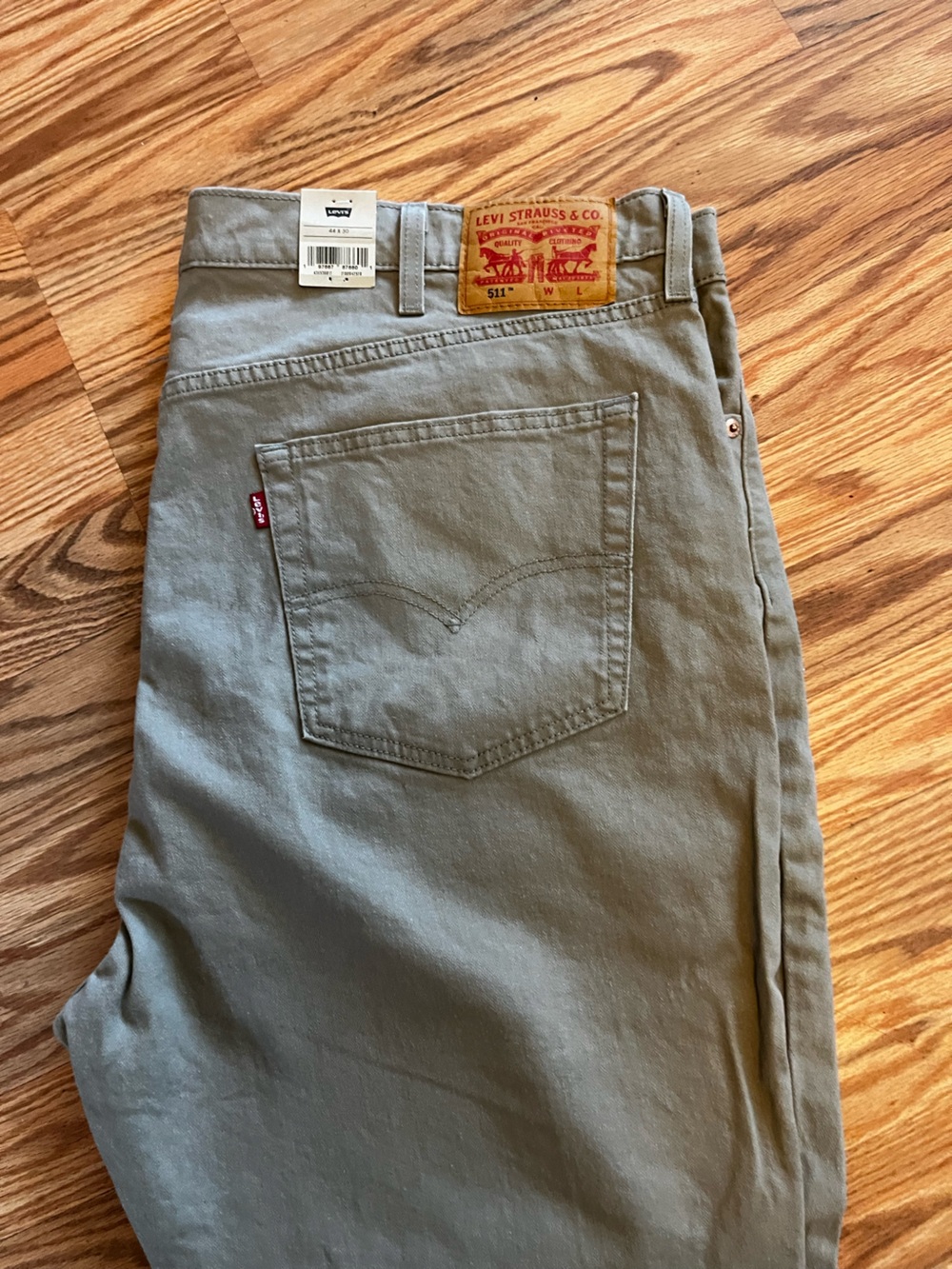 Levis 511 Mens Straight Leg Jeans 44X30 tan  Washed 5 Pocket Red Tab Casual NEW